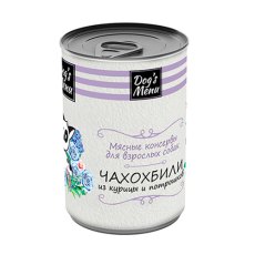 Dogs Menu / Консервы Догс Меню для взрослых собак Чахохбили из курицы и потрошков (цена за упаковку)