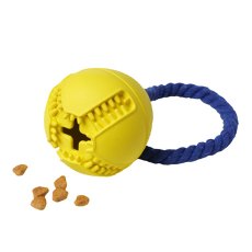 Homepet Silver Series / Игрушка Хоумпет для собак Мяч с канатом с отверстием для лакомств Каучуковый D 7,6 см х 8,2 см