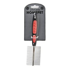 Homepet Silver Series / Расческа Хоумпет Металлическая двухсторонняя 49 зубьев