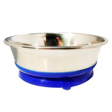 Homepet Premium / Миска Хоумпет для домашних животных Металлическая на Синей силиконовой подставке с присоской