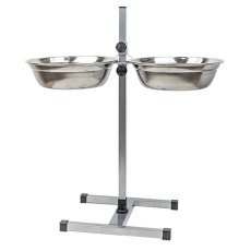 Homepet / Металлическая регулируемая подставка Хоумпет с мисками для домашних животных высотой до 60 см Хром