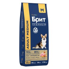 Brit Premium Adult Medium / Сухой корм Брит Премиум для взрослых собак Средних пород Курица