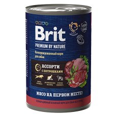 Brit Premium by Nature / Консервы Брит для взрослых собак всех пород Мясное ассорти с потрошками (цена за упаковку)