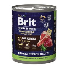 Brit Premium by Nature / Консервы Брит для собак всех пород Говядина и сердце (цена за упаковку) Новинка