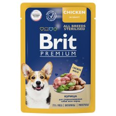 Brit Premium All Breeds Sterilised / Паучи Брит Премиум для взрослых Стерилизованных собак всех пород Курица в соусе (цена за упаковку)