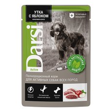 Darsi Acive / Паучи Дарси для Активных собак всех пород Утка с яблоком кусочки в соусе (цена за упаковку)