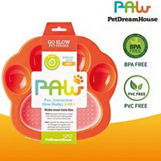 PetDreamHouse Paw 2-in-1 Mini Slow Feeder & Lick Pad Orange Easy / Миска ПетДримХаус Лапа Мини 2в1 для собак и кошек для медленного кормления 200г