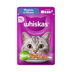 Whiskas / Паучи Вискас для взрослых кошек Форель и Лосось желе (цена за упаковку)