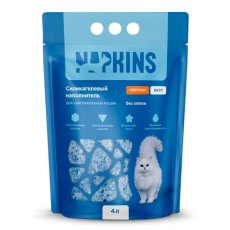 NAPKINS / Силикагелевый впитывающий наполнитель Напкинс для чувствительных кошек без запаха