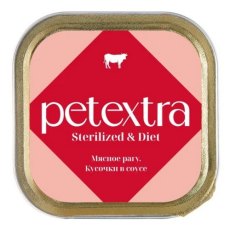 Petextra Sterilized&Diet / Влажный корм Петэкстра для взрослых стерилизованных кошек Мясное рагу (цена за упаковку)