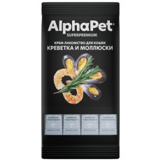 AlphaPet Superpremium / Крем-лакомство АльфаПет для кошек с Креветкой и моллюсками
