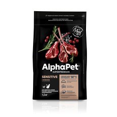 AlphaPet Superpremium Sensitive / Сухой корм АльфаПет для взрослых кошек с Чувствительным пищеварением Ягненок
