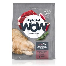 AlphaPet Wow Superpremium / Сухой корм АльфаПет для взрослых собак Крупных пород Говядина сердце