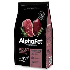 AlphaPet Superpremium / Сухой корм АльфаПет для взрослых собак Средних пород Говядина потрошки