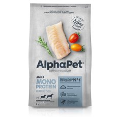 AlphaPet Superpremium Monoprotein / Сухой корм АльфаПет для собак Средних и Крупных пород Белая рыба
