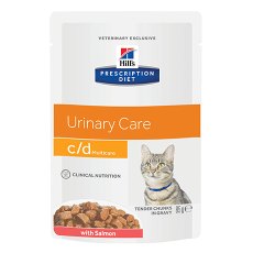 Hills Prescription Diet Feline c\d Multicare Urinary Care Salmon / Лечебные паучи Хиллс для кошек при МКБ Струвиты Лосось (цена за упаковку)
