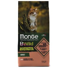 Monge Cat BWild Grain Free Adult Salmon Peas / Сухой Беззерновой корм Монж Бивайлд для Взрослых кошек Лосось горох