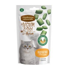 Деревенские лакомства Чистим зубы / Подушечки для кошек с кремом из Курицы