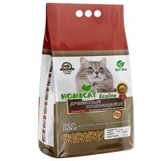 Homecat Ecoline / Комкующийся наполнитель Хоумкэт для кошачьего туалета Древесный