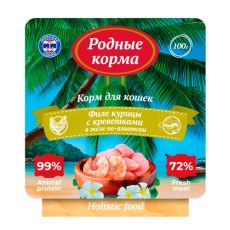 Родные Корма / Влажный корм Филе Курицы с креветками в желе для кошек (цена за упаковку)