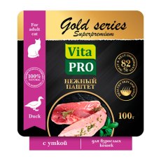 Vita Pro Gold series Superpremium / Влажный корм Паштет Вита Про c Уткой для взрослых кошек (цена за упаковку)