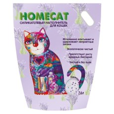 Homecat / Силикагелевый наполнитель Хоумкэт для кошачьего туалета аромат Лаванда