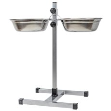 Homepet / Металлическая регулируемая подставка Хоумпет с мисками для домашних животных высотой до 50 см Хром