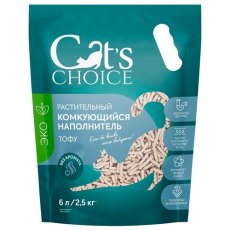 Cats Choice / Растительный комкующийся наполнитель Тофу Кэт Чойс для кошачьего туалета Без аромата
