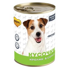 Мнямс Фитнес Влажный корм Консервы для собак всех пород Кусочки в соусе с Кроликом (цена за упаковку)