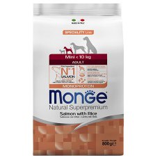 Monge Dog Monoprotein Speciality Mini Salmon & Rice / Сухой корм Монж для взрослых собак Мелких пород Лосось с рисом