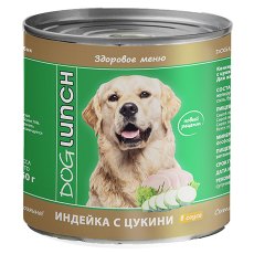 Dog Lunch / Консервы ДогЛанч для взрослых собак Индейка с цукини в соусе (цена за упаковку)