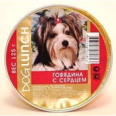 Dog Lunch / Консервы ДогЛанч для взрослых собак Говядина с Сердцем крем-суфле (цена за упаковку)