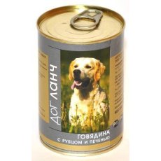 Dog Lunch / Консервы ДогЛанч для взрослых собак Говядина с Рубцом и печенью в желе (цена за упаковку)