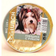 Dog Lunch / Консервы ДогЛанч для взрослых собак Говядина с Рубцом крем-суфле (цена за упаковку)