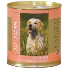 Dog Lunch / Консервы ДогЛанч для взрослых собак Ягненок с потрошками и рисом в желе (цена за упаковку)