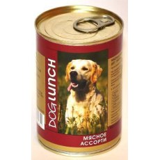 Dog Lunch / Консервы ДогЛанч для взрослых собак Мясное ассорти в желе (цена за упаковку)