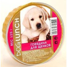 Dog Lunch / Консервы ДогЛанч для Щенков Говядина крем-суфле (цена за упаковку)