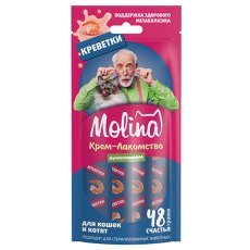 Molina / Функциональное Крем-лакомство Молина для кошек и Котят Поддержка здорового метаболизма Креветки