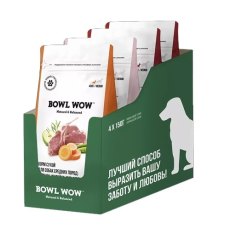 BOWL WOW / Мини-набор Боул Вау сухих кормов для взрослых собак крупных пород с Цукини и Тыквой (цена за упаковку)