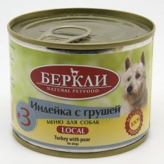 Berkley LOCAL Террин №3 / Влажный корм Консервы Беркли для собак Индейка с грушей (цена за упаковку)