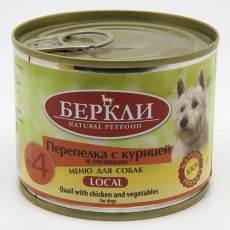 Berkley LOCAL Террин №4 / Влажный корм Консервы Беркли для собак Перепелка с курицей и овощами (цена за упаковку)