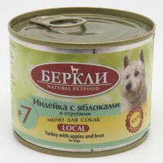 Berkley LOCAL Террин №7 / Влажный корм Консервы Беркли для собак Индейка с яблоками и отрубями (цена за упаковку)