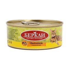 Berkley №6 / Влажный корм Консервы Беркли для кошек Цыпленок с лососем (цена за упаковку, Россия)