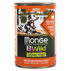 Monge Dog BWild Grainfree Adult Turkey / Консервы Беззерновые Монж для взрослых собак Индейка тыква цукини (цена за упаковку)