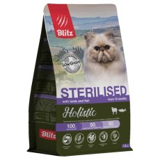 Blitz Holistic Sterilised Lamb and Fish / Полнорационный сухой корм Блиц для стерилизованных кошек Ягненок и рыба