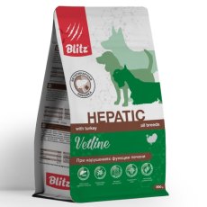 Blitz Vetline Hepatic / Диетический полнорационный сухой корм Блиц для взрослых собак при нарушении функции печени