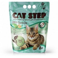 Cat Step Tofu Green Tea / Комкующийся растительный наполнитель Кэт Степ для кошачьего туалета Зеленый чай