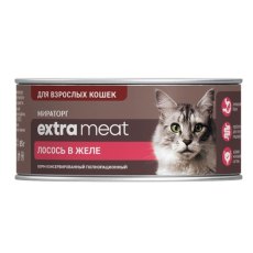 Мираторг Extra Meat / Корм консервированный для взрослых кошек с Лососем в желе (цена за упаковку)