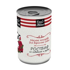 Dogs Menu / Консервы Догс Меню для взрослых собак Ростбиф из Говядины и рубца (цена за упаковку)