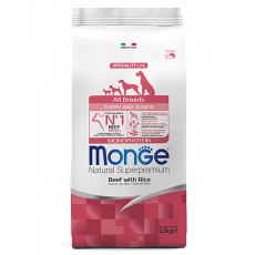 Monge Dog Monoprotein Puppy & Junior Beef with rice / Сухой корм Монж для Щенков всех пород Говядина с рисом